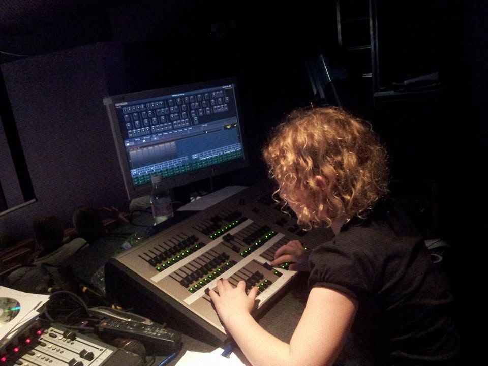 Stuart explaining technical theatre equipment to students